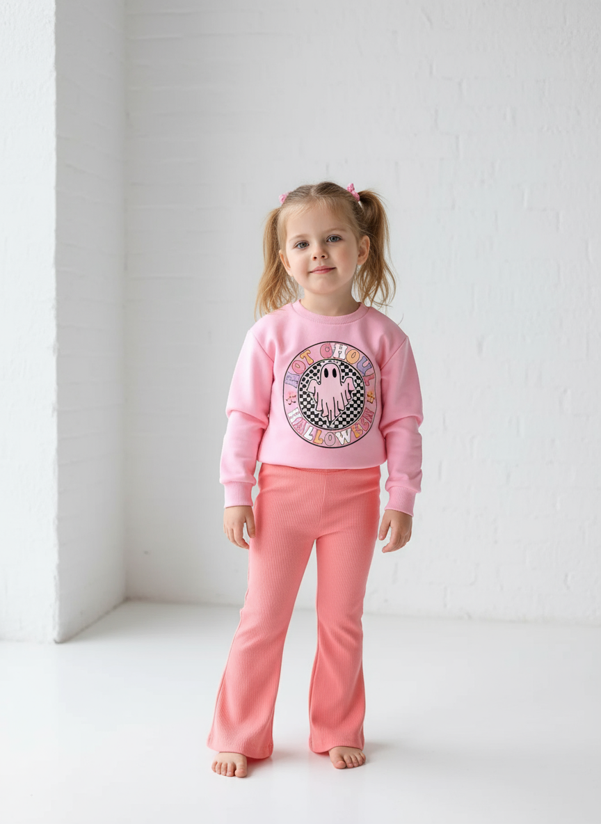 Children's Halloween Graphic Sweatshirt and Flare Pants Set