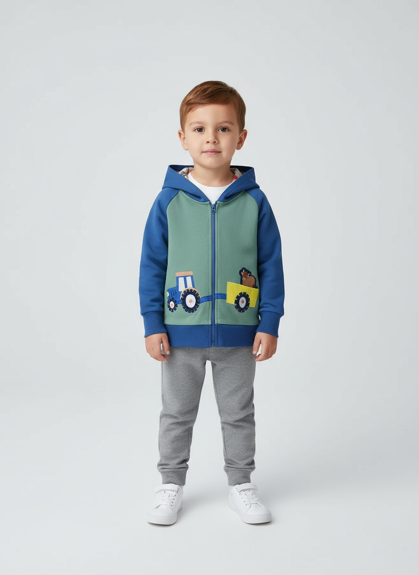 Children's Tractor Zip-Up Hoodie