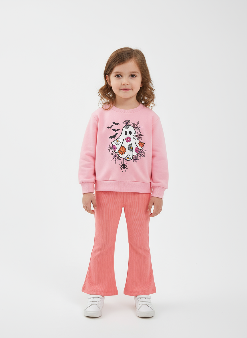 Children's Halloween Graphic Sweatshirt and Flare Pants Set