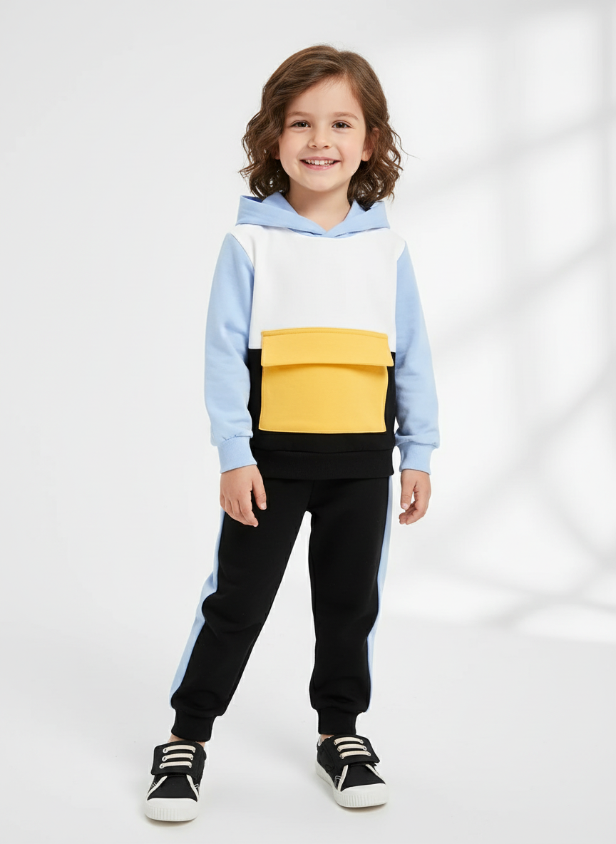 Children's Color Block Hoodie and Pants Set