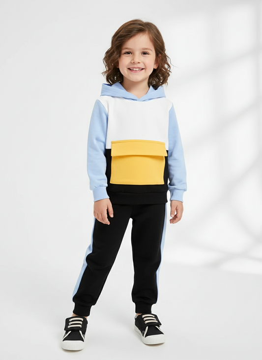 Children's Color Block Hoodie and Pants Set
