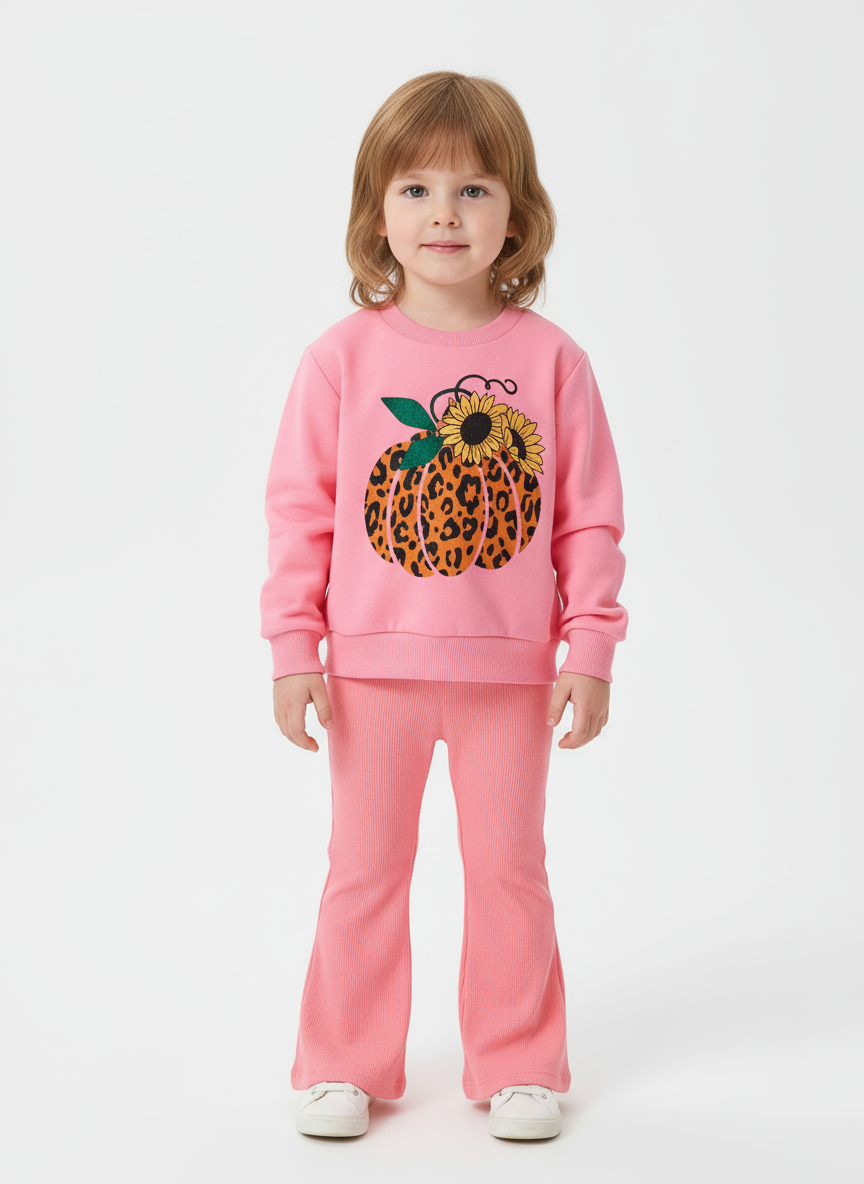 Children's Halloween Graphic Sweatshirt and Flare Pants Set