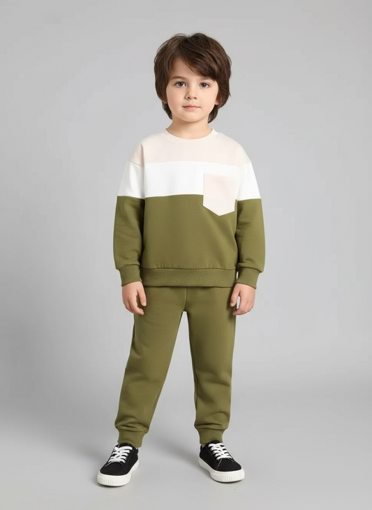Children's Color Block Top and Pants Set