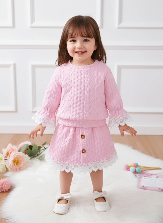 Children's Lace Detail Top and Skirt Set