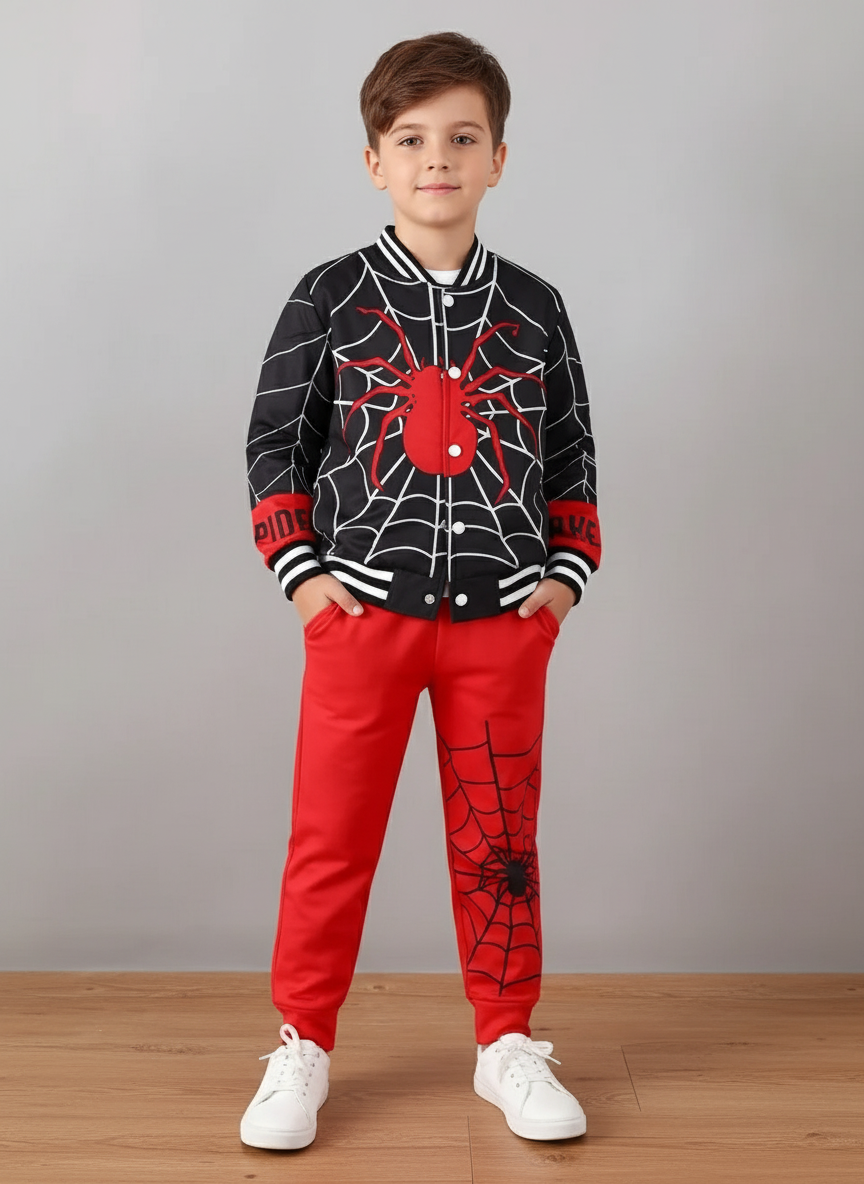 Spider Baseball Collar Top and Pants Set