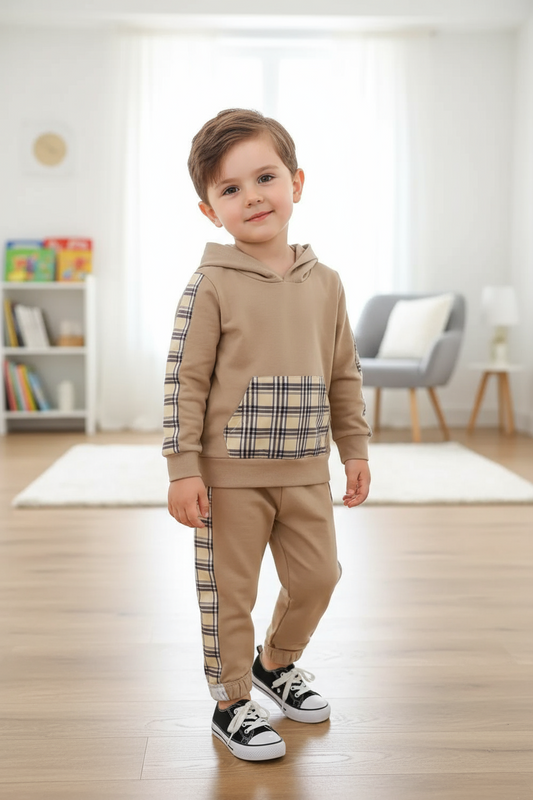 Children's Plaid Hoodie and pants Set