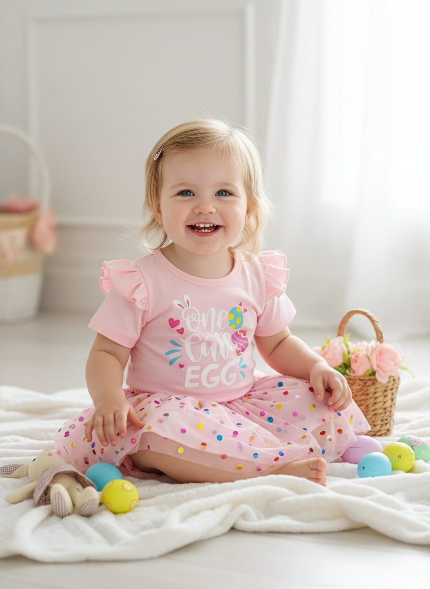 Children's Ruffled Graphic Bodysuit and Skirt Set